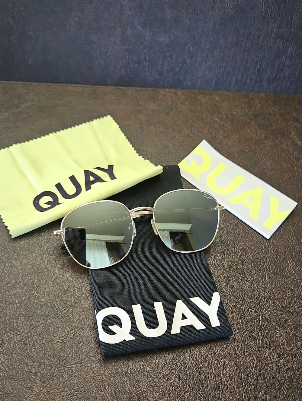 Quay Australia Jezabell Gold Frame Oversized Sunglasses with Smoke Lenses